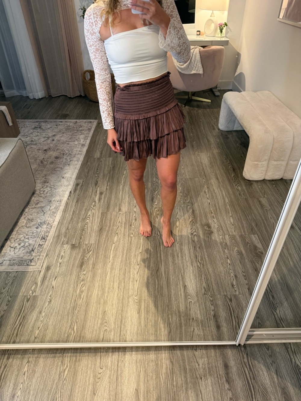 Silk Ruffled Mini Skirt - Picture 3 of 3